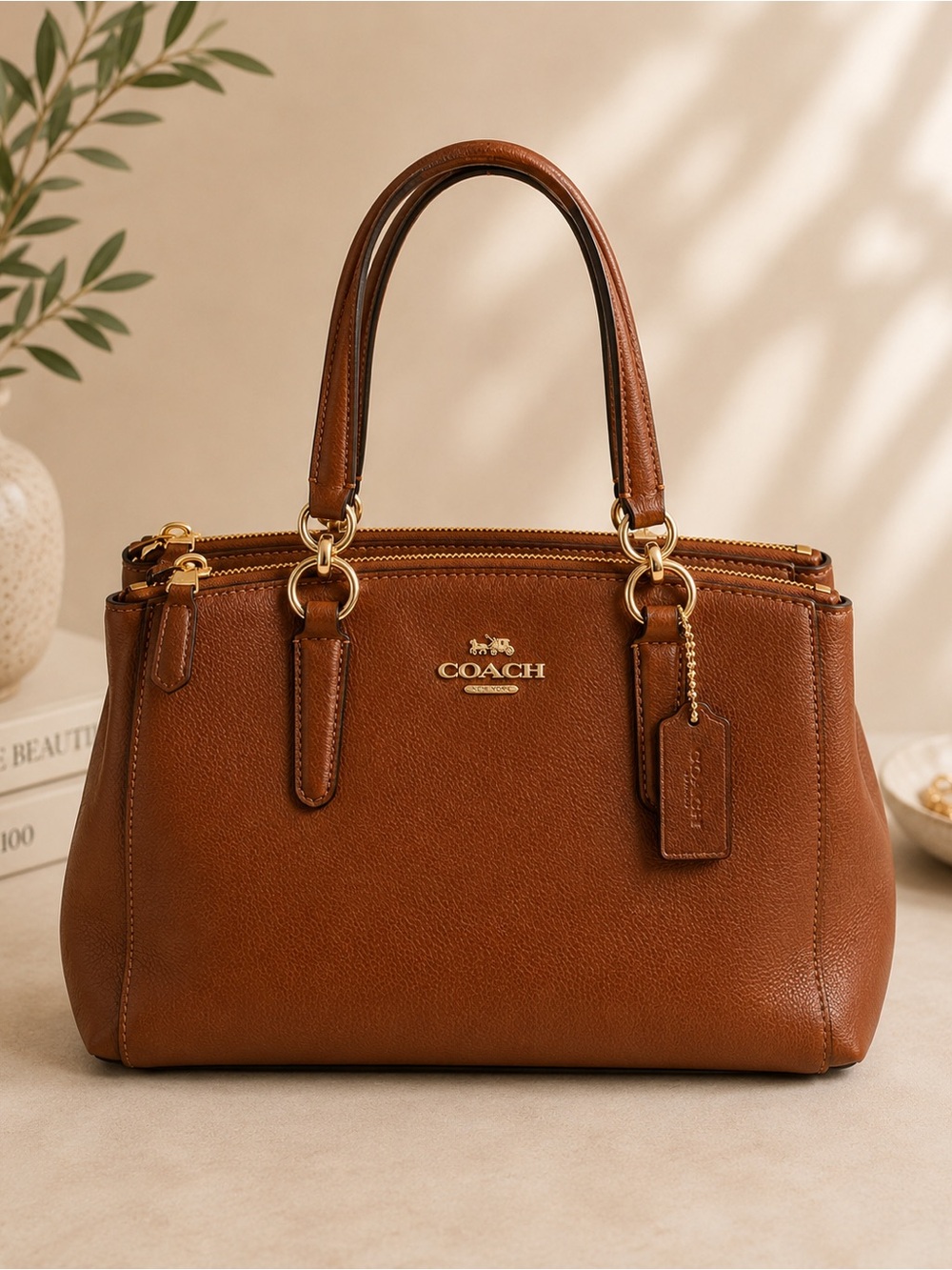 Coach Brown Christie Carryall Leather Shoulder Bag Structured tote
